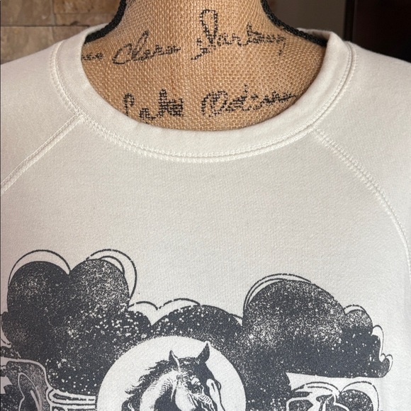 Zutter white cropped horse rearing graphic sweatshirt saguaro long sleeve - Picture 3 of 16